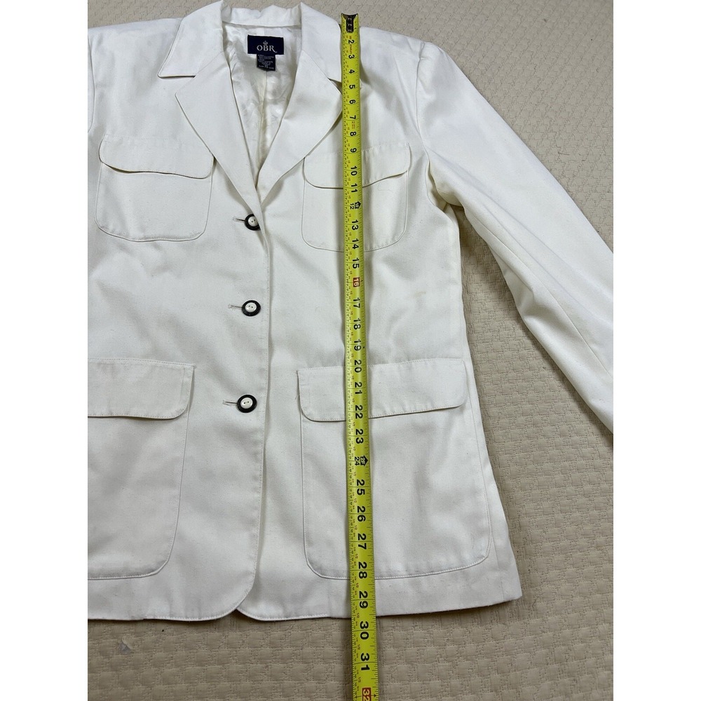 OBR Jacket Four Pocket Safari Classic Minimalist Blazer | Cream | Size Medium - Picture 9 of 10